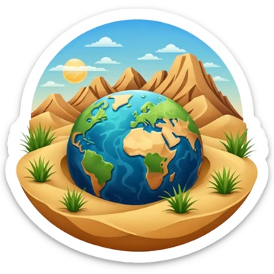 infinite 8 stylised to symbolise earth, with desert, grass, cities, oceans sticker
