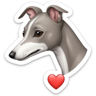brindle grey whippet hearts sticker