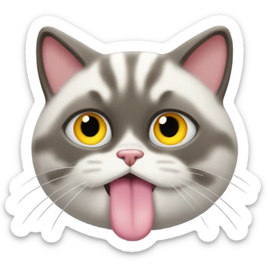 Cat tongue out very sad looking upwards sticker