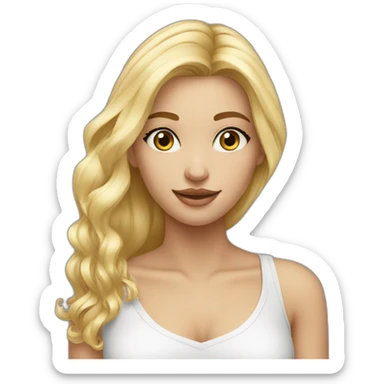 Fille blonde cheveux long lisse yeux bleus sticker