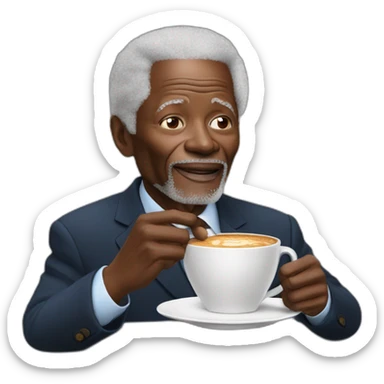 Kofi Annan Drinking coffee eating naan bread sticker