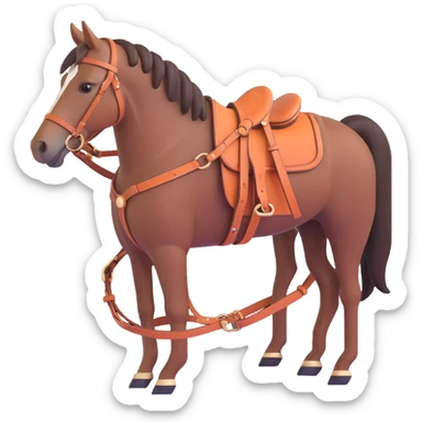 Hermès-style horse harness, elegant, luxury leather, minimal, 3D style sticker
