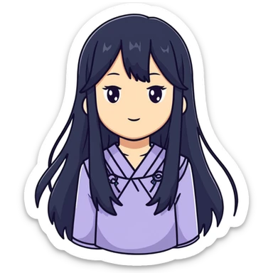 Sweet shy anime girl with long black hair sticker