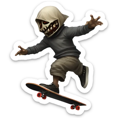 The asylum demon from dark souls doing a kickflip on a skateboard  sticker