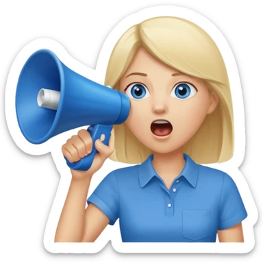  blue eyes blonde girl yelling into megaphone sticker