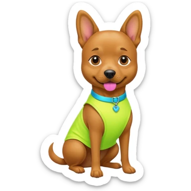 DOG wearring neon fashion dress sticker