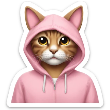 Cat wearing a pik hoodie with maskara and blush sticker