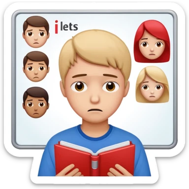 студент грустный после провального экзамена IELTS смотрит свои результаты sticker