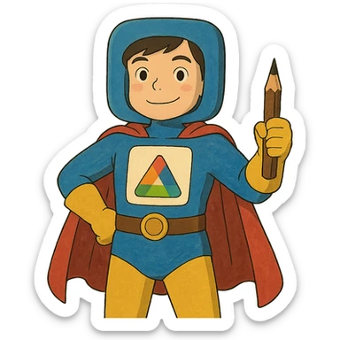 superhero character named Icon with a graphic designer theme sticker