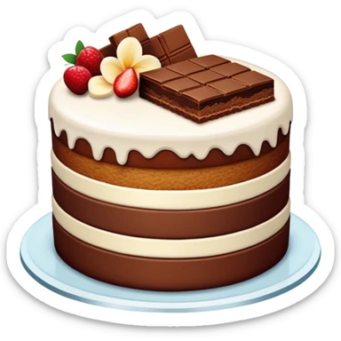 cake with a bite taken out of it, showing the inside layers sticker