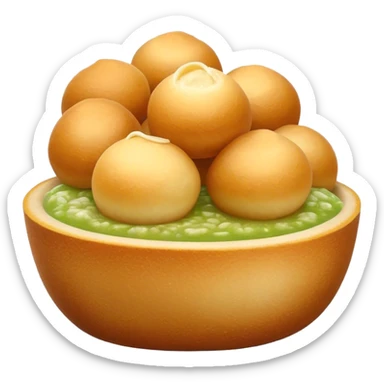 A simple 3D color illustration of a single pani puri, with realistic shading and texture, on a pure white background.

 sticker