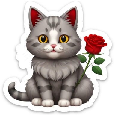Cat and flower sticker