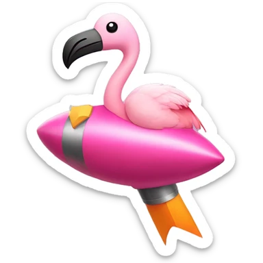 Pink flamingo on a rocket ship  sticker