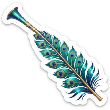 Peacock feather flute sticker