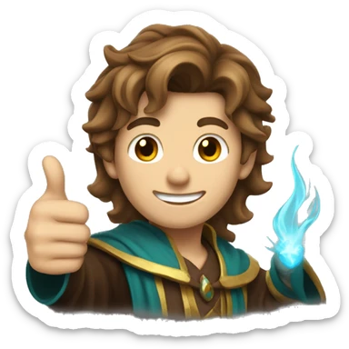 male mage brown hair thumbs up sticker