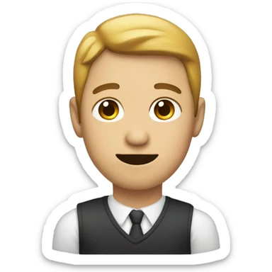 A person with the top of their hand underneath their chin sticker