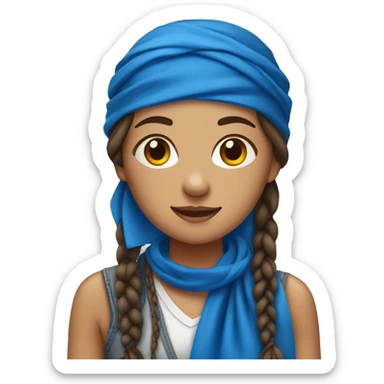 Brunette girl with braids and blue bandana around her neck sticker