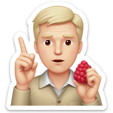 White man sticking two middle fingers blowing raspberries sticker