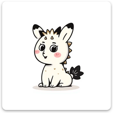 Kawaii bunny plant dragon with tiny spikes, extremely cute, giant sparkly eyes, blushing cheeks, pastel colors, small mouth, adorable expression, very scribbly messy hand drawn style, loose sketchy lines sticker