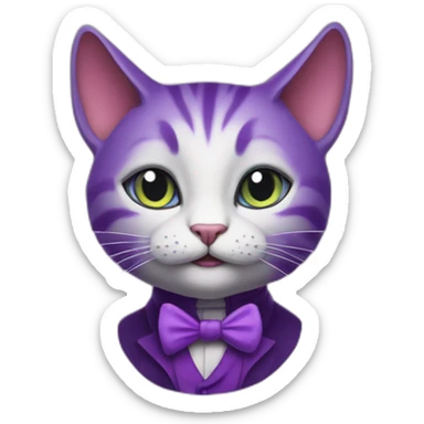 Purple Cat from alice in wonderland but make him a sales man sticker