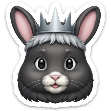 black bunny with silver crown sticker