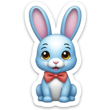 Cute blue bunny with bow tie sticker