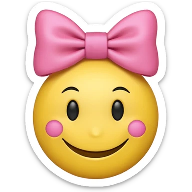 A smiley face with a small pink bow sticker