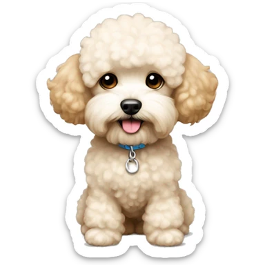Bichon mix poodle tan color full body  sticker