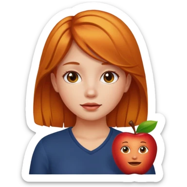 can you make an apple emoji of a girl who has amber hair sticker