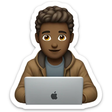 white-skinned male brown hair product designer sitting with macbook sticker