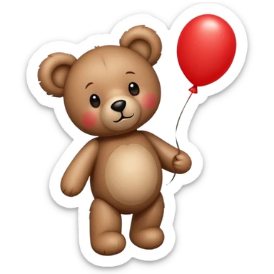 Teddy and red balloon sticker