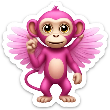 Pink monkey with wings sticker