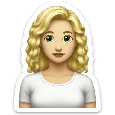 Rubia pelo corto por arriba de los hombros y liso con los ojos verdes verdes y guapa sticker