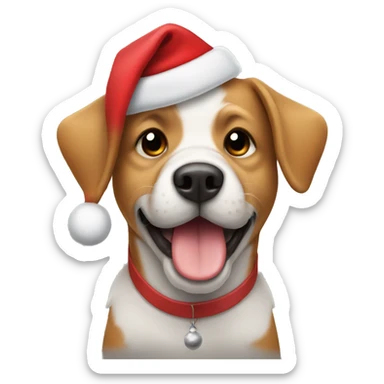 Dog with Christmas hat on sticker