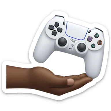 White hands holding a playstation 5 controller sticker