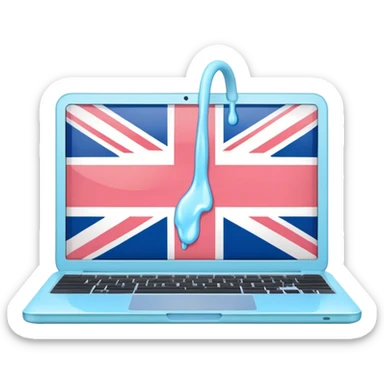 pastel melted laptop on the screen British flag sticker