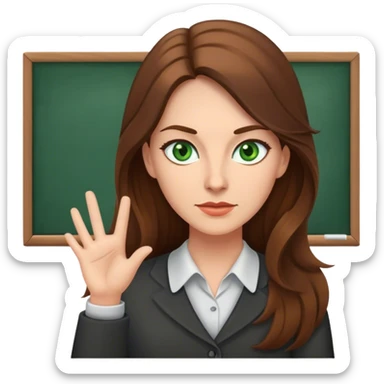 Ironic  female teacher with long Brown hair and Green eyes sticker