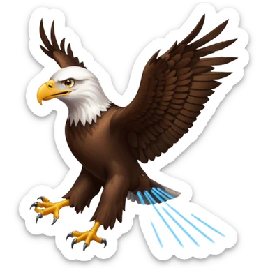Eagle flying with lasers shooting out of eyes sticker