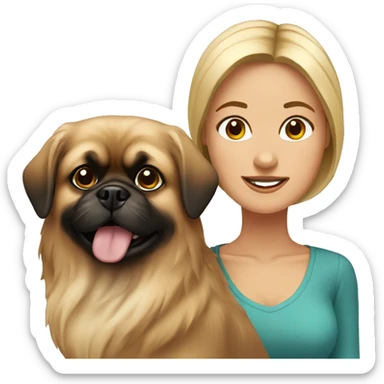 Women with Pekingese sticker