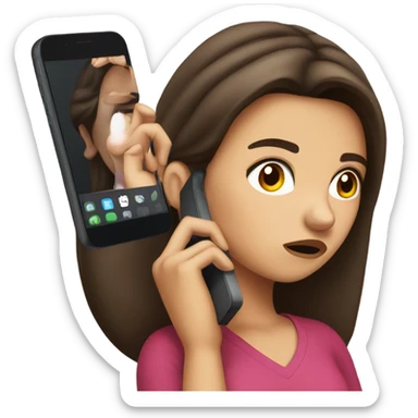 Brunette annoyed Girl calling sticker