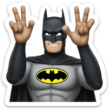 Create a picture of batman showing longest fingers sticker