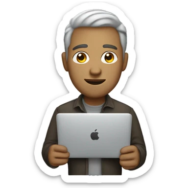 a man with macbook sticker