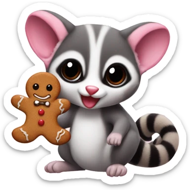 sugar glider with gingerbread man sticker