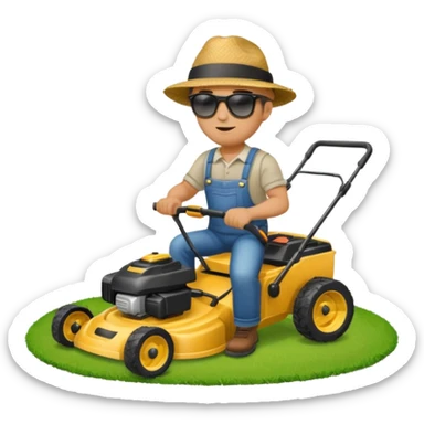 man mowing lawn sticker