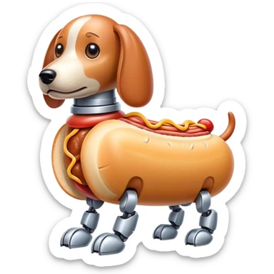 Icon for Botdog.co: a mix of a robotic dog and a hotdog sticker