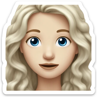 Pale skin woman with long wavy brown hair blue eyes sticker