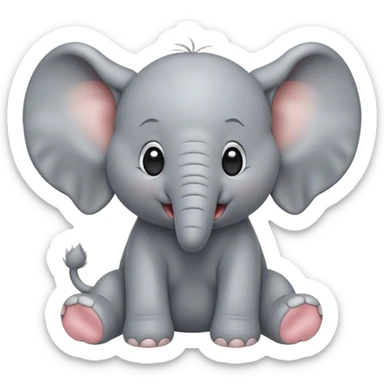 Cinematic Cute Yawning Baby Elephant Portrait Emoji, Head tilted slightly with a dramatic, wide-open yawn, showcasing a soft, downy gray hide with oversized drooping ears, round eyes barely open in drowsy contentment, Simplified yet irresistibly adorable features, highly detailed, glowing with a soft, cozy glow, high shine, relaxed yet expressive, stylized with a touch of gentle whimsy, bright and endearing, soft glowing outline, capturing the essence of a sleepy yet affectionate baby elephant, so drowsy it feels like it could stretch out of the screen and curl up for a nap! sticker
