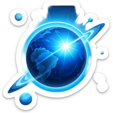 The image is a sci-fi poster with glowing blue text that reads “STAR BLAST.” A bright blue planet or star glows at the bottom, giving the design a futuristic, space-themed look. sticker