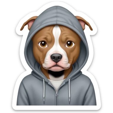 Pit bull wearing a hooding sticker