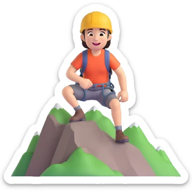 a person climbing a mountain, laughing joyfully, energetic sticker